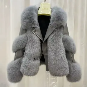 TRNDY LAB Winter Women's Leather Faux Fur Jacket Spliced Zipper Fly Fluffy Faux Fur Coat For Lady Plush Fluffy Female Artificial Fur Coat women