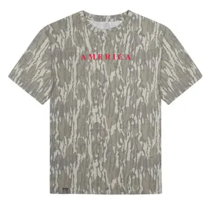 Mossy Oak America Camo T-Shirt, Bottomland Camo Unisex Outdoor Tee, Ultra Soft Breathable Cotton, Hiking Camping Shirt