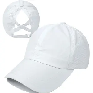 Womens Ponytail Hat Baseball Cap, Adjustable Criss Cross Baseball Cap High Bun Unisex Quick Drying Trucker Hats