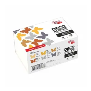 Rosa Start Metallic Decorative Acrylic Paint Set, 6 colors (0.68 oz each)