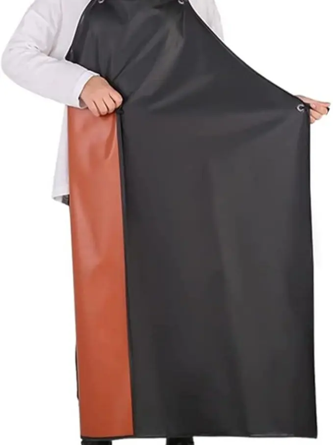 Chemical Resistant Work Cloth - Adjustable Bib Butcher Apron Waterproof Rubber Vinyl Apron Blacks