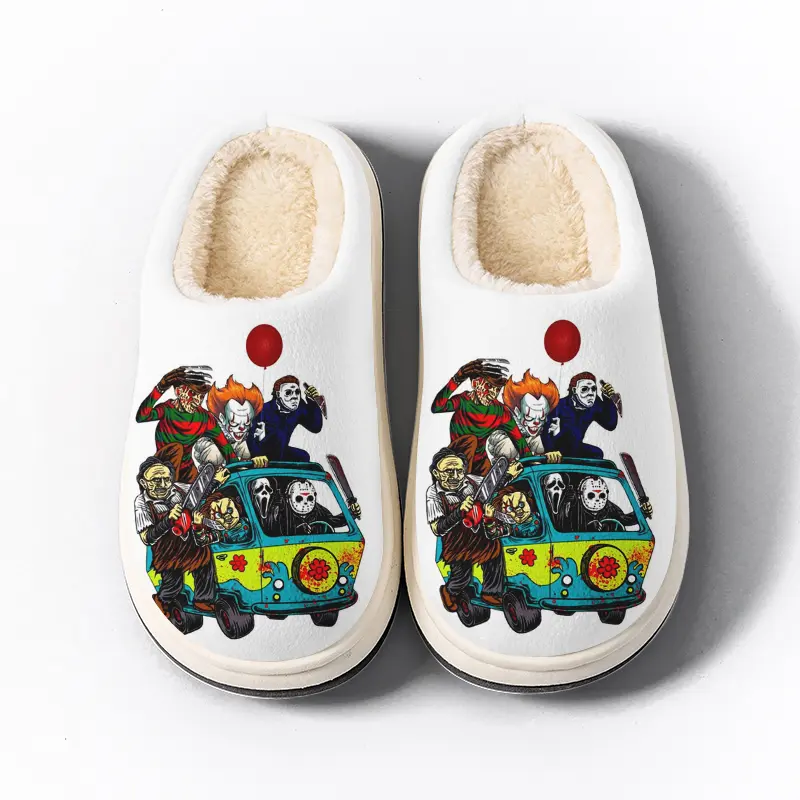 Kids Horror Movie Killers Mystery Van Slippers for Boys and Girls, Halloween Slippers , Non-Slip Plush Indoor Slippers, Warm and Comfortable House Shoes Slippers for Winter, Cozy for Home, Exquisite Slippers or Toddlers & Big Kids Indoor/Outdoor Wear