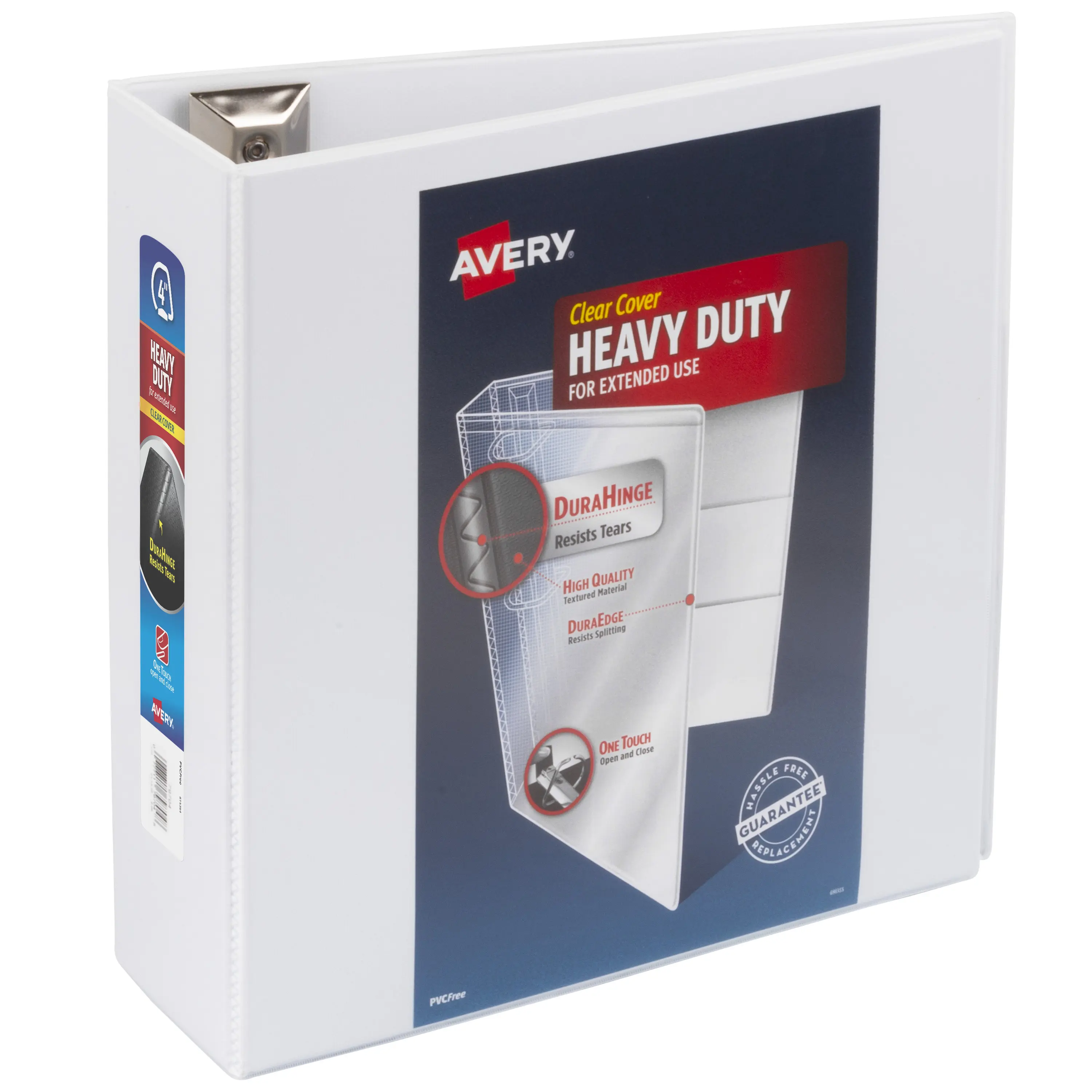 Avery Heavy-Duty Polypropylene Document Binder, 4" 1-Touch Slanted Rings, 760-Sheet Capacity, 4.5in Wide Spine, Personalizable, Home/Office Use, 1 White Binder (79704)