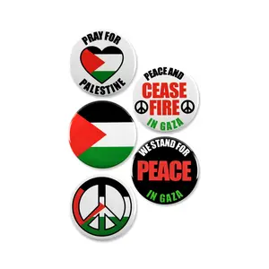 5 Pack - Palestine / Gaza Humanitarian And Advocacy Pinback Buttons - 2.25 Inch