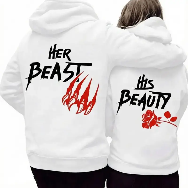 Matching Outfits For Couples,Her Beast His Beauty Couple Hoodie Valentine Day Gifts, Couple Gifts, Anniversary Shirts, Trending Couple
