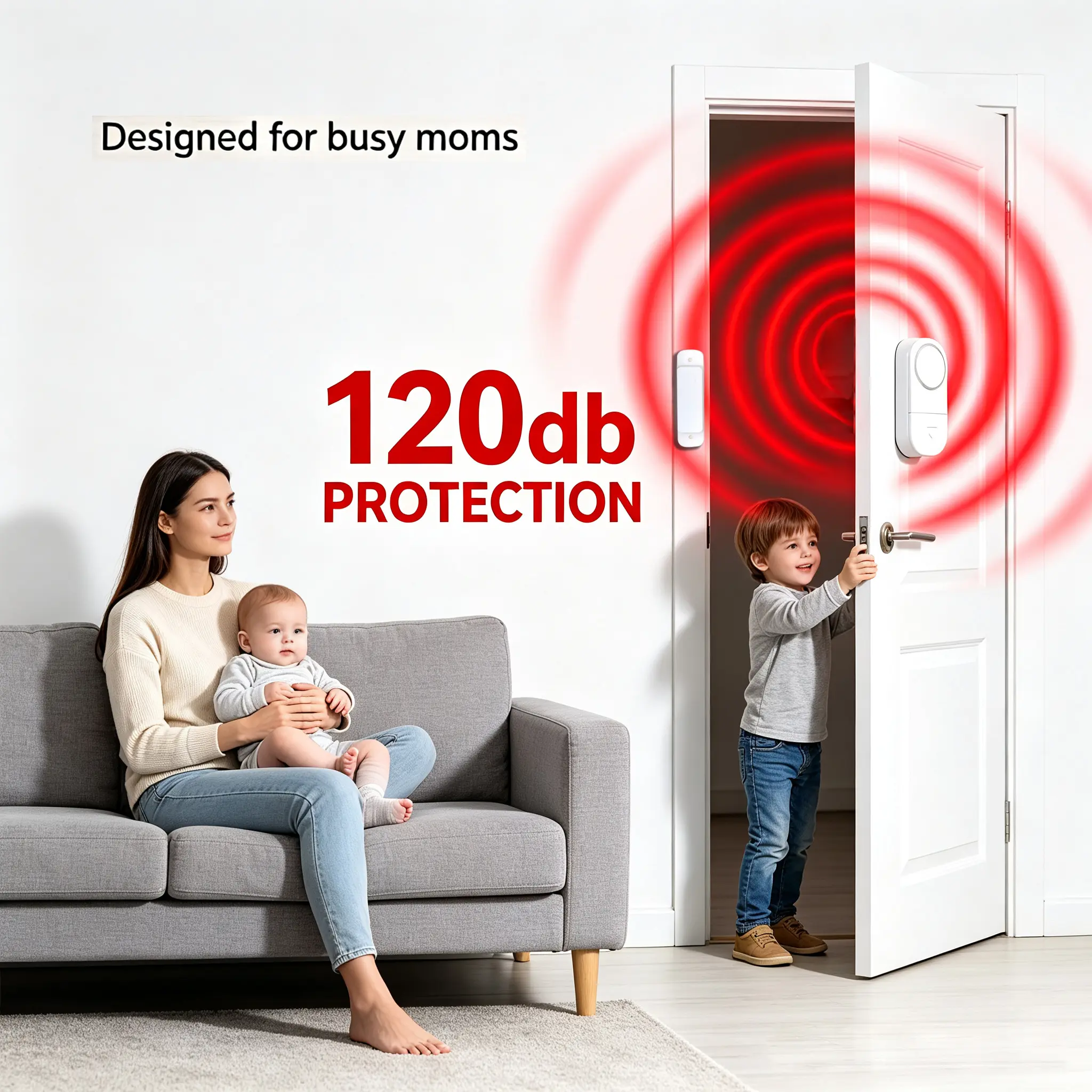 Wireless Door & Window Alarm Kit Pack - Battery-Powered Plastic Smart Home Security Alarm Sensor with Entry Alert, High Volume, Baby Home Protection (Batteries Included for Shops)