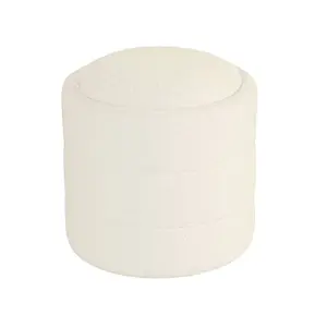 HomePop Boucle Ottoman Round Storage Bedroom Vanity Living Room Cream