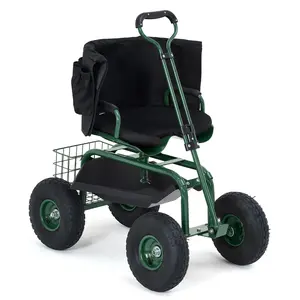 [fathers day gift]2026 New New Upgraded Garden Work Seat with Retractable Handle 360° Swivel Wheels Iron + Rubber for Home Patio Garden Decor