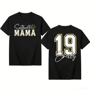 Softball Mom T-Shirt, Custom Name T-Shirt, Front and Back Sports Mom Tee, Game Day Mom T-Shirt, Softball Mom Support T-Shirt