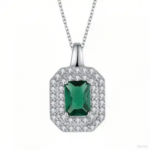 STARCHENIE 925 Silver Emerald Diamond Necklace, Exquisite Luxury Pendant Jewelry for Women, Romantic Anniversary, Birthday, Wedding and Engagement Gift Idea