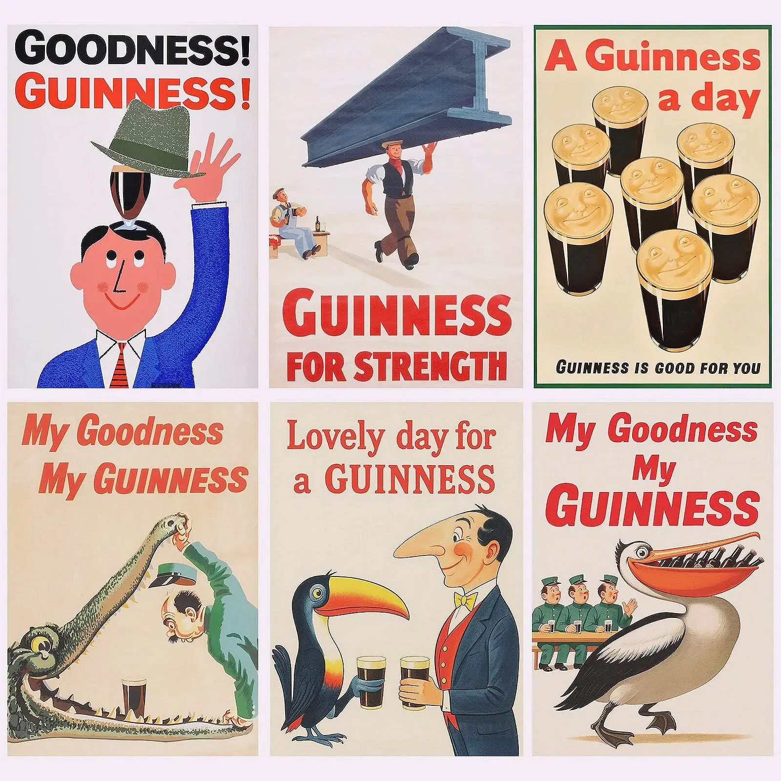 Guinness Vintage Poster Set of 9: Classic Irish Beer Advertising Wall Art and Retro Pub Decor, Premium HD Print, Unframed Modern Home Decor, Unique Gift