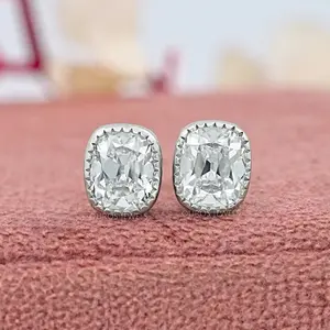 Old Mine Cushion Cut Lab Diamond Milgrain Earrings