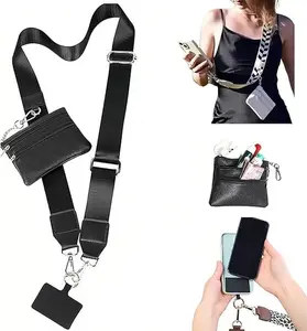 Cell Phone Lanyard Crossbody, Clip and Go Cellphone Strap for Phone with Wallet Crossbody, Adjustable Anti-Theft Cell Phone Strap for All Smartphones for Daily and Travel
