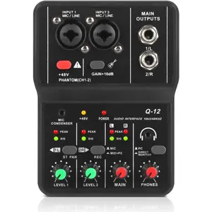 USB Audio Interface for PC,Interface for Recording Music Computer Recording Audio Interface XLR with 3.55m Microphone Jack, USB Sound Card for Recording Studio, Ultra-low Latency Plug&Play, Q-12