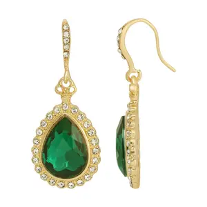 Stone Teardrop Crystal Drop Earrings