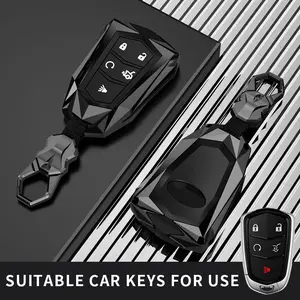 Cadillac Key Fob Cover, Zinc Alloy Car Key Case, Key Fob Shell, Key Fob Protector, 4/5 Buttons, Protective Accessory for Sts Cts Xt5 Escalade Ct6 Ats Srx, Automotive Interior