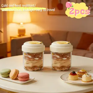 2pcs portable cold brew coffee cups, builtin ice tray, leak proof sealed iced coffee cups, BPA free food grade glass travel cups, suitable for summer outdoor drinks such as iced coffee, latte, fruit tea, etc., suitable for office, school, and commuting u