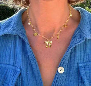 TEWIKY Gold Layered Multi-Element Pendant Necklace Dainty Simple Pendant with Elegant Hypoallergenic Jewelry Party Daily Wear For Women Fashion Items Holiday gifts