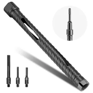 fathersdaygift VEVOR Core Drill Bit, 1 inch Diameter, 9-1/2 inch Drilling Depth, 5/8-11 Internal Thread, Diamond Dry Coring Bit with 3 Adapters, Pilot Drill and Hex Wrench, for Concrete, Red Bricks, and Masonry
