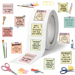 Mental Health Sticker, 500pcs/roll Reminder Decal, Positive Waterproof Sticker, Decorative Stickers, Psychology Affirmations Feelings Mental Health Decor for Adult,  Labels, Bulk Quantity, Decorative Design