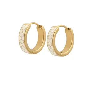 Enamel Honeycomb Titanium Hoops Enamel Honeycomb Titanium Hoops