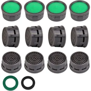 Faucet Aerator, Flow Restrictor Insert, Sink Aerator Replacement Parts for Bathroom or Kitchen Sink Faucet Filter, Fit for Internal and External Thread Faucet Aerators, with Washer (12pcs)