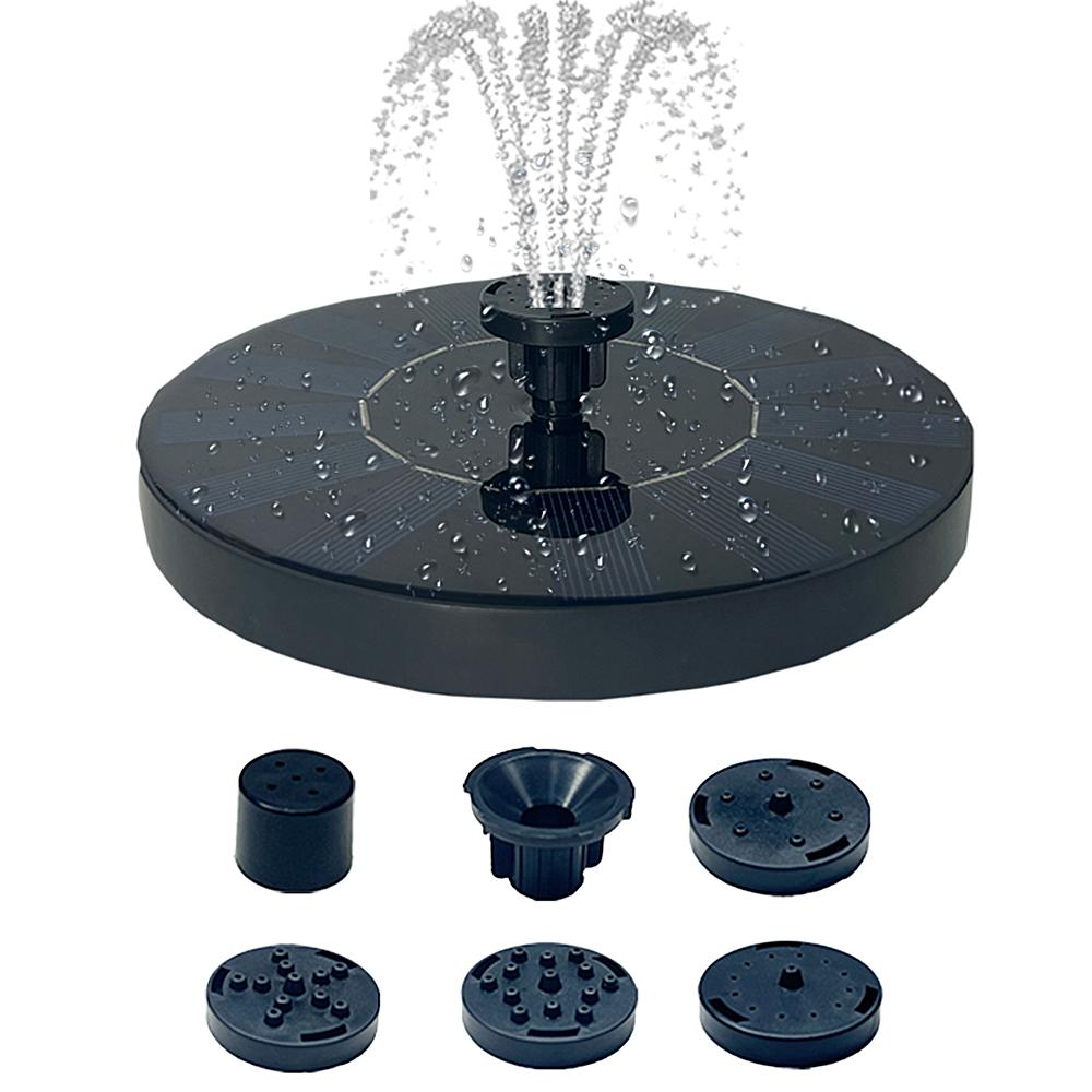6.3 inches Solar Bird Bath Fountain with 6 Nozzles, Solar Fountain Pump for Bird Bath, Solar Powered Floating Water Fountain Pump for Bird Bath, Ponds, Garden, Fish Tank and Outdoor 16cm