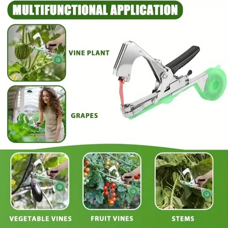 Adjustable Handheld Plant Tie Tool for Grape Tomato Cucumber Stems Vegetable Vines, Ergonomic Handle, No Battery Needed, Garden Maintenance Tool Set, Garden Supplies