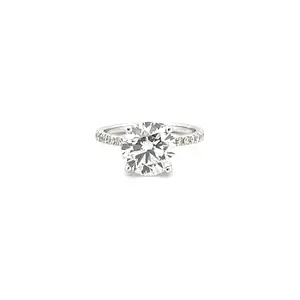14K Gold 2.50 Carat Round Lab Grown Diamond Engagement Ring with Under Halo