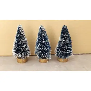 3 Small Evergreen Trees Topped with Snow 2" Tall Miniature Christmas Tree Model