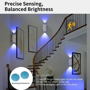 Rechargeable LED Night Light with Motion Sensor Wall Lamp, RGB Gradient Ambient Indoor Dimmable Magnetic Stairlight – Perfect for Halloween, Christmas, DIY Bedroom, Living Room & Game Decor