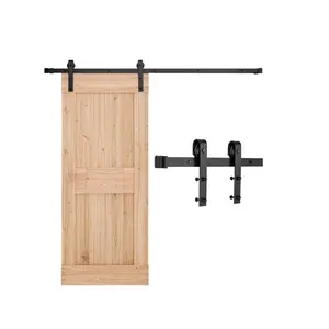 VEVOR 6.6FT Sliding Barn Door Hardware Kit, 330 LBS Weight Capacity, Compatible with 36-40 Inches Width 1-3/8 to 1-3/4 Inches Thickness Single Sliding Barn Door, Durable Track J-shape Roller Black