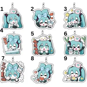 Hatsune Miku Anime Keychain, Cute Chibi Acrylic Keychain, Vocaloid Kawaii Keychain, Miku Cartoon Charm, Anime Fan Gift Accessories