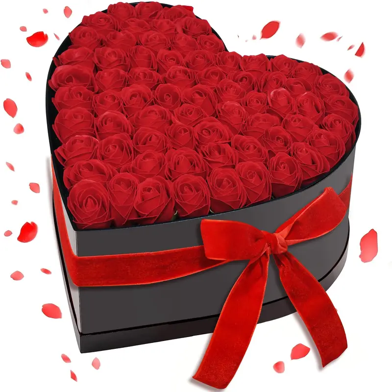 Eternal Realistic Flowers, Rose in Heart Box, Immortal Bouquet, Birthday Gift for Women, Wife, Mother, Anniversary, Valentine's Day, Christmas, Artificial Flowers
