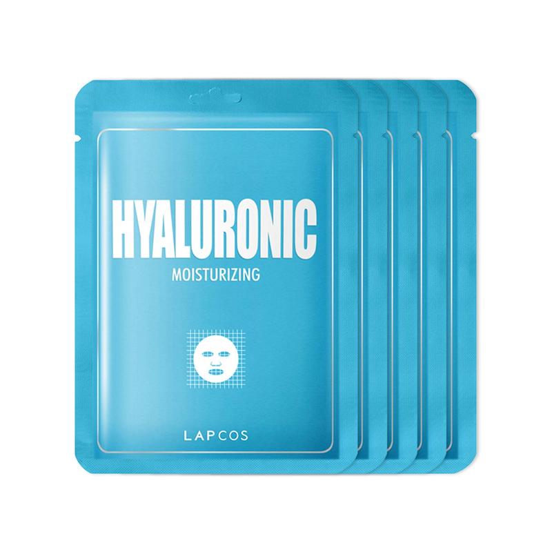 LAPCOS Hyaluronic Acid Sheet Mask - Official Product Daily Hydrating Face Mask - Protects & Nourishes Skin - Korean Beauty Favorite (Pack of 5)