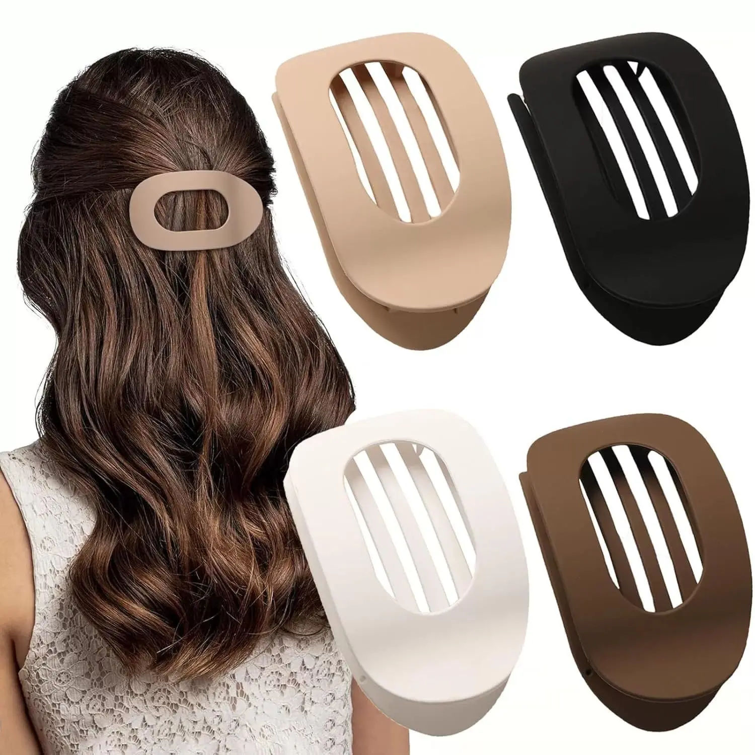 4 Pcs Flat Round Claw Clip for Women,Elegant Duckbill Hair Clip,  Designed for Strong Hold on Thick or Thin Hair, Effortless Styling with Secure Grip, Perfect for All-Day Wear and Reliable Hold