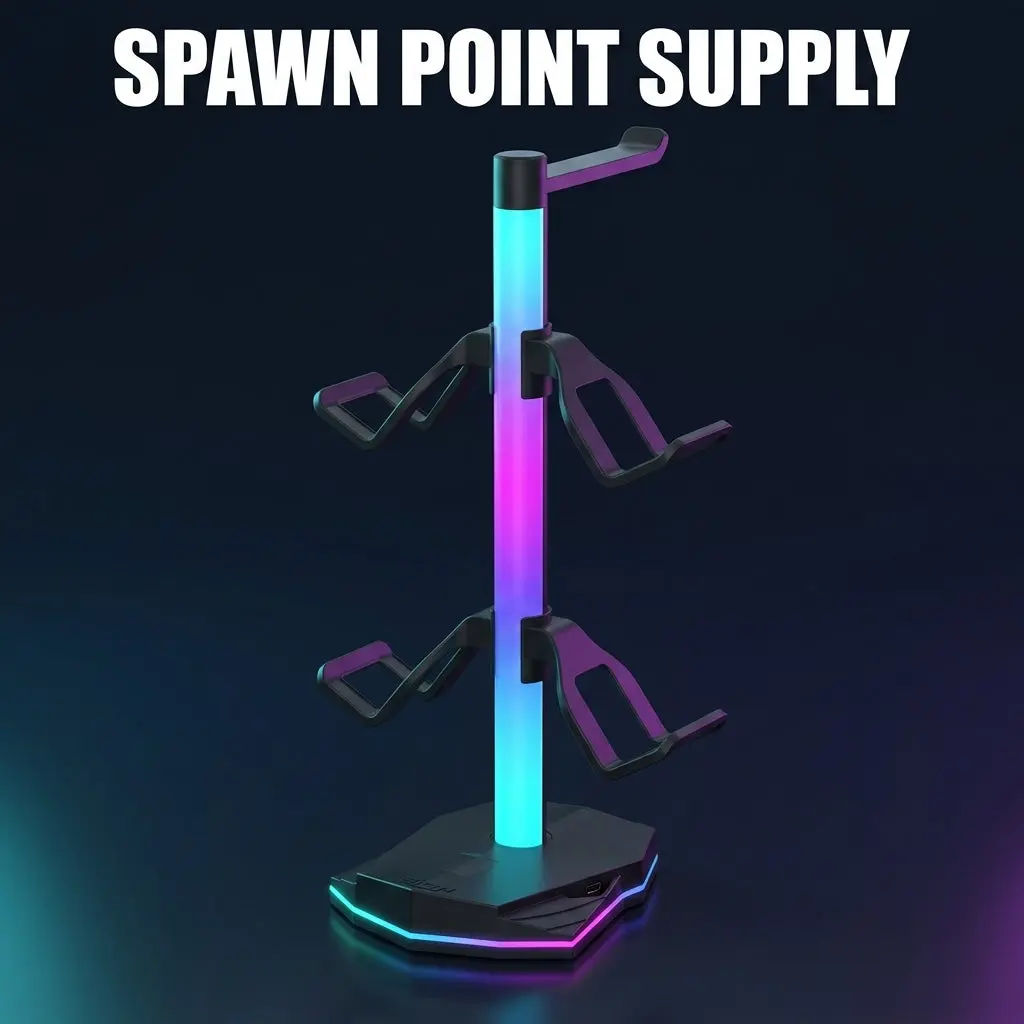 RGB Headset & Controller Stand with USB-C Charging – 7 Light Modes