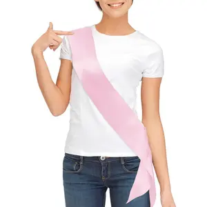 Blank Plain Pink Satin Sash, DIY Make Your Own Sash for Wedding Birthday Party Event Decorations