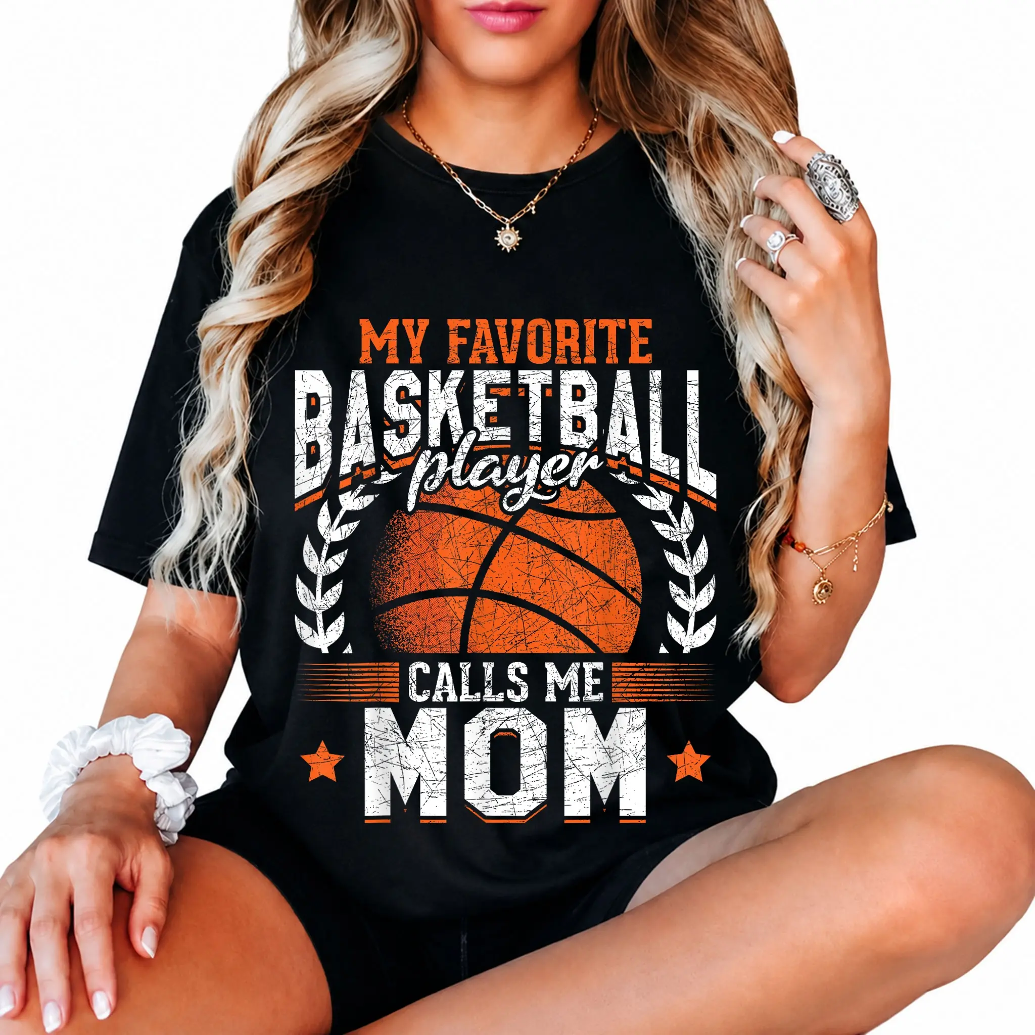 100% Cotton My Favorite Basketball Player Calls Me Mom Basketball T-Shirt