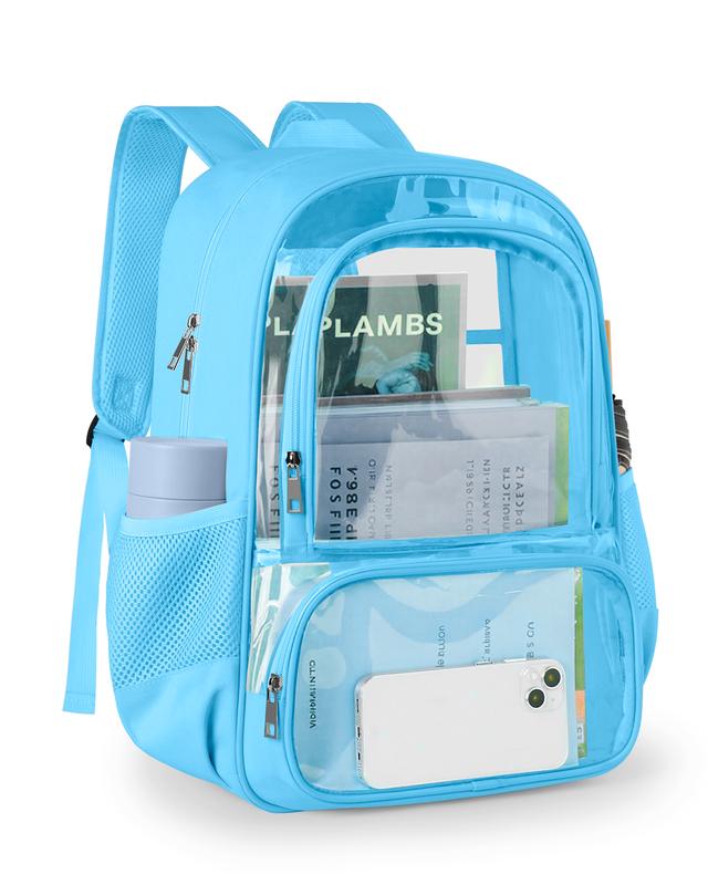 Clear Backpack, Fabric & PVC, Unisex Heavy-Duty Spacious Transparent Bookbag, Back to school gift, for School, Travel, Concerts, Vacation, Security