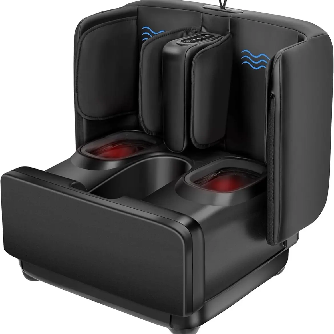 2 in 1 Foot Massager Machine & Ottoman Rest - Shiatsu Foot & Calf Massager with Heat, Kneading, Vibration, Compression for Comfort