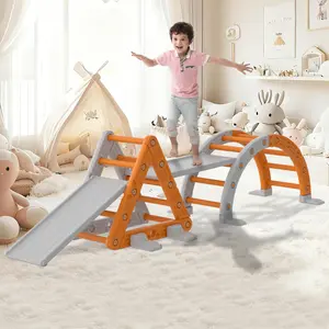9-in-1 Indoor Playground Jungle Gym Playset, HDPE PP Plastic Toddler Climbing Toys with Arch, Ramp, Ladder and Slide, Durable Indoor Climbing Set for 1-8 Years Old Kids