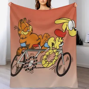 Anime Garfield Flannel Blanket for Adults - Super Plush Soft & Anti-Shrink Throw, Machine Washable Cozy Blanket for Bed, Sofa, All-Season(Cartoon Characters Design, Perfect Holiday Gift)