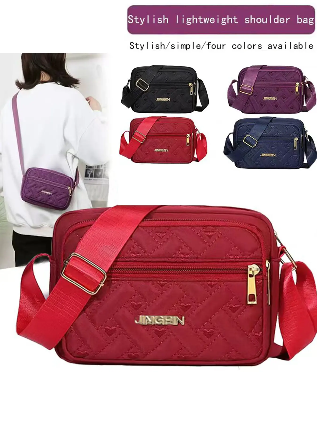New Single Shoulder Bag for Women, Casual Nylon Crossbody Bag, Small Waterproof Ladies' Bag, Daily Use Purse, Fashionable Design, Stylish Crossbody Bag, Fashionable Bags, Zipper Shoulder Purse