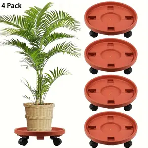 Plant Caddy with Wheels, 4 Counts/set Rolling Plant Stands, Heavy-duty Plastic Plant Roller Base, Pot Movers, Indoor Outdoor Plant Dolly with Casters
