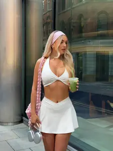 Women's Sporty Wrap Yoga Set, High Waist Skirt & Slim Tank Top, Sweet and Sexy Style, Perfect for Gym, Dance, Daily Wear, Fitness Outfits, Athletic Sports Clothing, Sportswear, Athletic Fashion Activewear