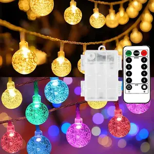 20ft Globe String Lights  Operated Outdoor, 40 LEDs Christmas  Lights with Remote, Warm White & Multicolor  Fairy Lights for Camping Tent Indoor Bedroom Classroom