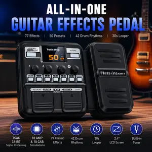 KMF-1 Flatsons Guitar Pedal, 42 Drum Rhythm, 18 Amp/Cab,77 Effects Guitar Multi Effects Pedal with 50 Preset,  Upgraded Color Screen, Aux In, Guitar Tuner Looper Expression Wah Volume Distortion Pedal