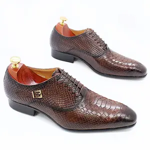 Men's Leather Snake Print Dress Shoes