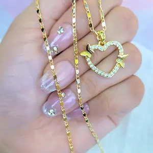 Women's Heart and Butterfly Necklace in Gold Filled & Oro Laminado - 18k Gold Plated, Nickel Free, Hypoallergenic Chain, 16-24 Inches, 0.8 Inch Pendant, Everyday Wear Jewelry Gift for Her